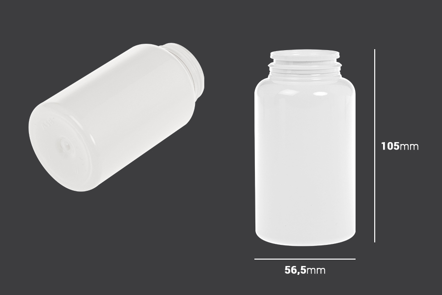 Βάζο πλαστικό PET 200 ml σε λευκό χρώμα για χάπια και κάψουλες Βάζο πλαστικό PET 200 ml σε λευκό χρώμα για χάπια και κάψουλες