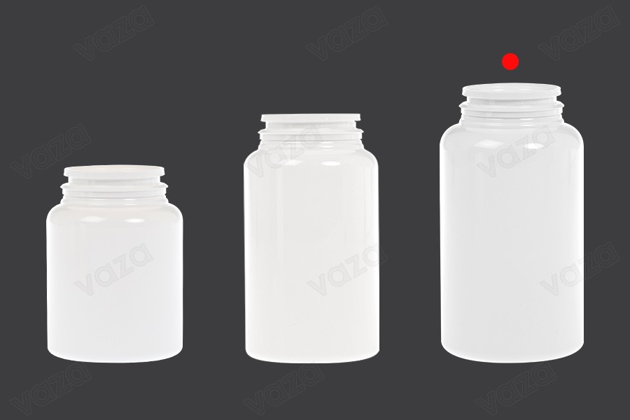 Βάζο πλαστικό PET 200 ml σε λευκό χρώμα για χάπια και κάψουλες-εικόνα_σύνθεση