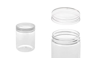 Petit pot de 140ml en plastique (PET) 55 x 75 mm transparent avec couvercle - 12 pcs-εικόνα_προϊοντική