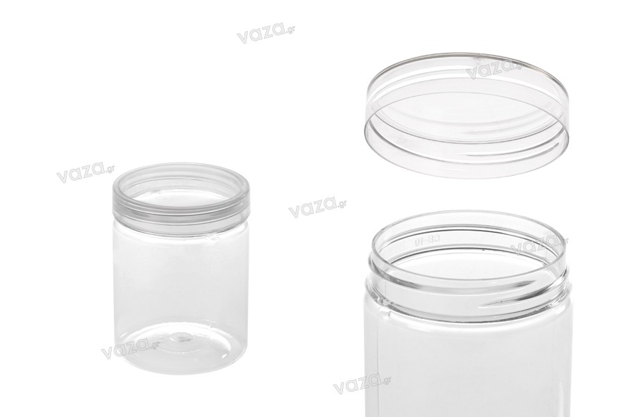 Petit pot de 140ml en plastique (PET) 55 x 73 mm transparent avec couvercle - 12 pcs