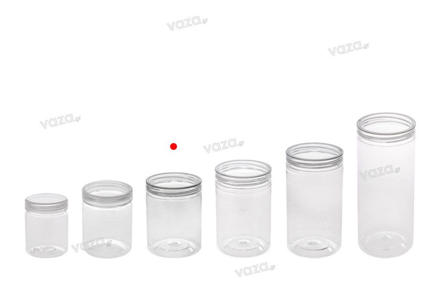 Petit pot de 200ml en plastique (PET) 65 x 85 mm transparent avec couvercle - 12 pcs