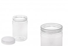 Transparent 250ml PET jar with cap in size 65x100 mm -available in a package with 12 pcs