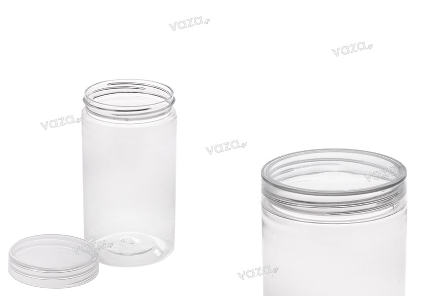 Transparent 320ml PET jar with cap in size 65x120 mm -available in a package with 12 pcs