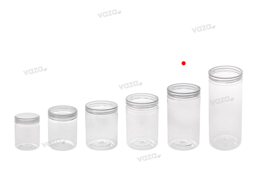 Transparent 320ml PET jar with cap in size 65x120 mm -available in a package with 12 pcs