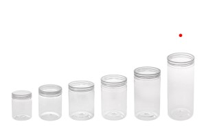 Petit pot de 410ml en plastique (PET) 65 x 150 mm transparent avec couvercle - 6 pcs-photo_groupe