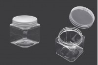 Petit pot de 115ml en plastique (PET) 55 x 73 x 60 mm transparent avec couvercle - 12 pcs