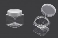 Transparent 115ml PET jar with cap in size 55x55x60 mm -available in a package with 12 pcs