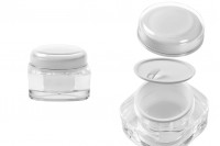 50 ml transparent acrylic jar with white cap and sealing disc