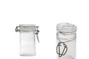 60ml round glass jar with airtight lid in size 85x45 mm (lid with transparent rubber seal and stainless wire)