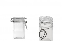 60ml round glass jar with airtight lid in size 85x45 mm (lid with transparent rubber seal and stainless wire)