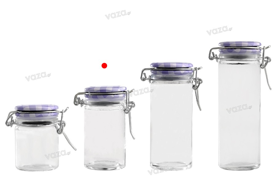 60ml round glass jar with airtight lid in size 85x45 mm (lid with rubber seal and stainless wire)