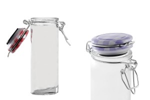 Pot de verre rond de 120ml 130 x 45 mm avec fermeture hermétique (fil de fer et caoutchouc sur le couvercle)-2