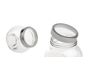 Glas 600 ml mit zwei Boden und silber-trasparent Deckel-εικόνα_προϊοντική