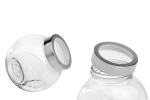 Pot en verre de 1600 ml avec deux fonds et couvercle en plastique argenté-εικόνα_προϊοντική