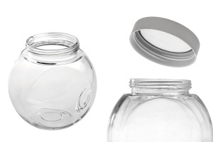 Pot en verre de 2000 ml avec deux fonds et couvercle en plastique argenté-εικόνα_διαστάσεις