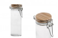 Glass jar 120 ml round with wooden lid and airtight sealing