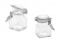 100ml square glass jar with airtight lid in size 54x76 mm (lid with rubber seal and stainless wire)