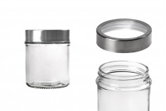 Glass Jar 300 ml round 80x100 mm with a silver lid and a window