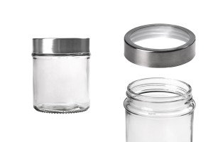 Petit pot rond de 300ml en verre 80 x 100 mm avec couvercle en argent-transparent-εικόνα_προϊοντική