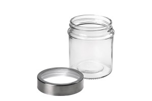 Petit pot rond de 300ml en verre 80 x 100 mm avec couvercle en argent-transparent-εικόνα_διαστάσεις