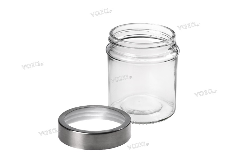 Glass Jar 300 ml round 80x100 mm with a silver lid and a window