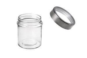 Petit pot rond de 300ml en verre 80 x 100 mm avec couvercle en argent-transparent-εικόνα_σύνθεση