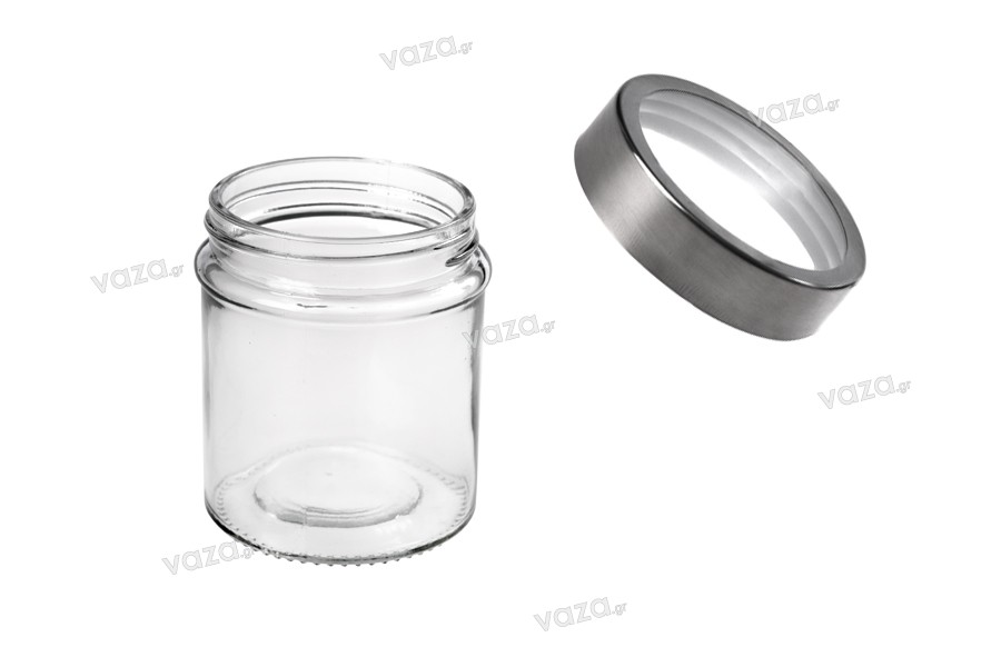 Glass Jar 300 ml round 80x100 mm with a silver lid and a window