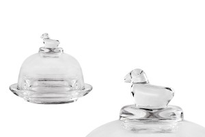 Petit pot en verre pour bonbons et faveurs avec base et couvercle-1