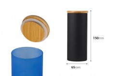 Βαζάκι γυάλινο 65x150 mm με ξύλινο καπάκι σε διάφορα ματ χρώματα