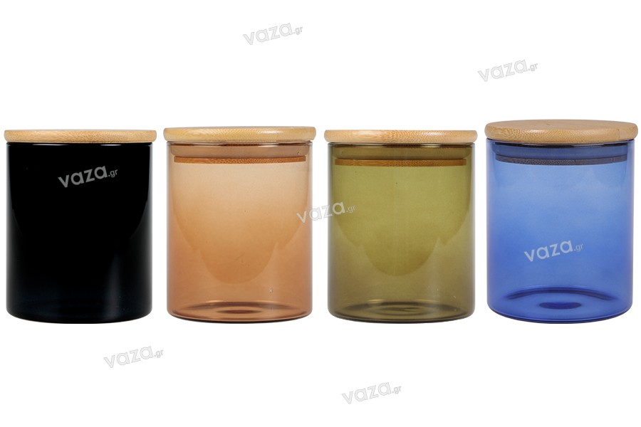 Glass jar 85x100 mm with wooden lid and rubber