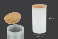 Bocal en verre 85x150 mm avec couvercle de sécurité en bois