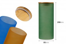 Glasdose 85x200 mm mit Sicherheitsdeckel aus Holz in verschiedenen Farben