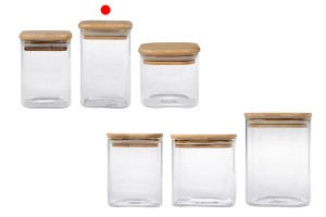 Pot carré en verre de 250ml avec couvercle en bois et bande élastique-εικόνα_σύνθεση