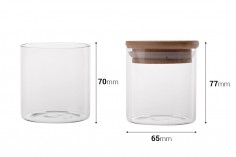 Rundes Glas 160 ml mit Holzdeckel und Gummi