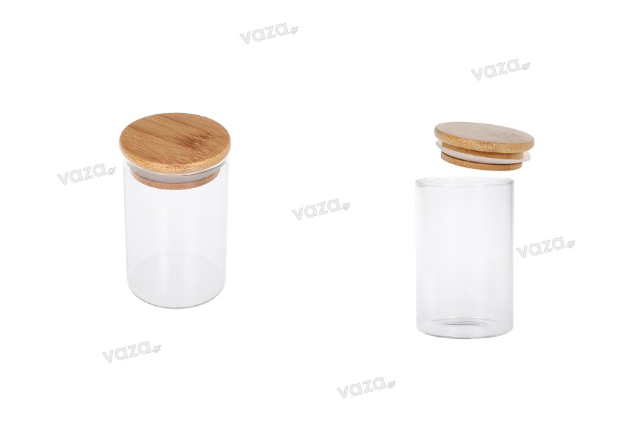 250 ml round glass jar with rubber sealed wooden lid