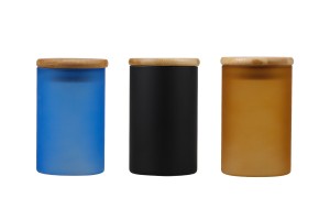 Petit pot en verre 65 x 100 mm avec couvercle de sécurité en bois-3