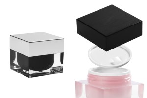 Pot luxueux pour crème en plastique acrylique de 30ml avec couvercle et joint en plastique