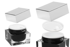 Pot luxueux pour crème en plastique acrylique de 30ml avec couvercle et joint en plastique-6