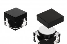 Luxury 50ml acrylic cream jar with cap, plastic sealing disc in the jar and inner cap lid
