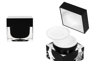 Pot en acrylique de luxe pour crème 50 ml avec joint en plastique sur le pot et à l'intérieur du couvercle-εικόνα_προϊοντική