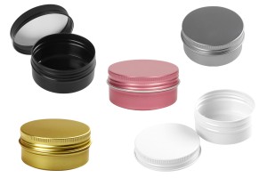 Petit pot en aluminium de 50ml avec joint intérieur sur le couvercle en différentes couleurs - 12 pcs-1
