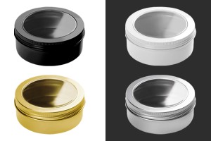 Pot en aluminium de 250ml avec fenêtre sur le couvercle - 12 pcs-1