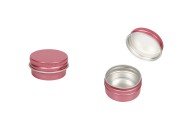 Aluminum jar 15 ml in pink color with inner seal on the lid - 12 pcs