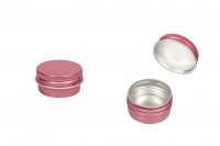 Petit pot en aluminium de 15ml en couleur rose avec joint intérieur sur le couvercle - 12 pcs