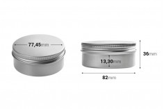 Aluminum jar 150 ml with inner gasket on the lid - 12 pcs