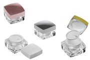 Luxury 15ml square cream jar with sealing disc and plastic double-layer cap. 