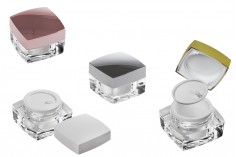 Luxury 15ml square cream jar with sealing disc and plastic double-layer cap. 