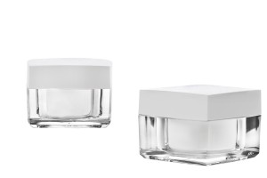Luxus Acryl Cremedose 30ml mit weißem Deckel und innerer Abdichtscheibe-1