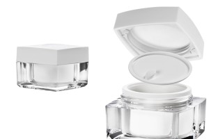 Luxus Acryl Cremedose 30ml mit weißem Deckel und innerer Abdichtscheibe-5