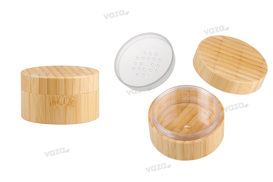 30ml bamboo sieve jar for loose powder and other cosmetic use - 12 pcs